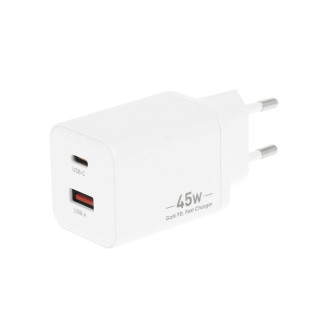Зарядно / адаптер USB-A / USB-C, GaN, PD, 45W Зарядно / адаптер USB-A / USB-C, GaN, PD, 45W