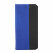 Флип калъф за Apple iPhone 13 Mini от изкуствена кожа, синьо-черен