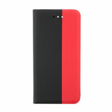 Флип калъф за Apple iPhone 13 Pro от изкуствена кожа червено-черен